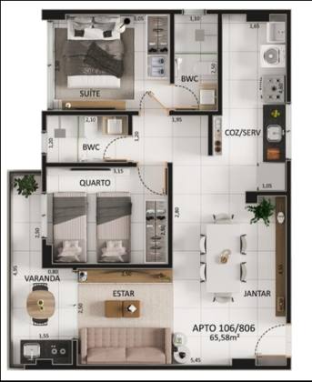Apartamento à Venda com 2 quartos 1 suítes no bairro Jardim Oceania em João Pessoa