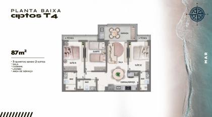 Apartamento à Venda com 3 quartos 2 suítes em Praia Formosa - Cabedelo-PB