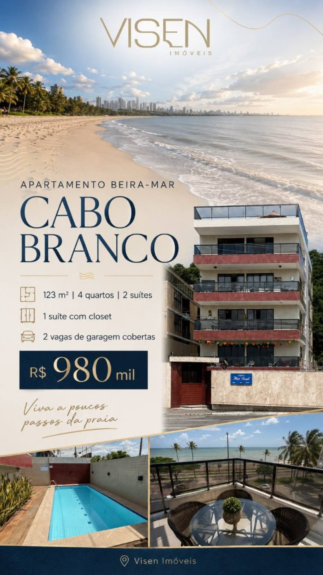 Apartamento à venda com 4 quartos 2 suítes no bairro Cabo Branco em João Pessoa