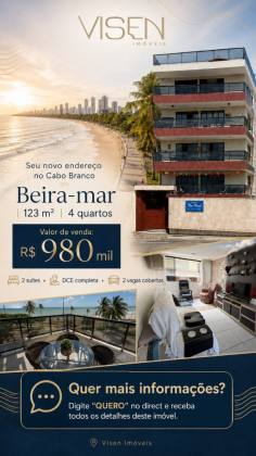Apartamento à venda com 4 quartos 2 suítes no bairro Cabo Branco em João Pessoa