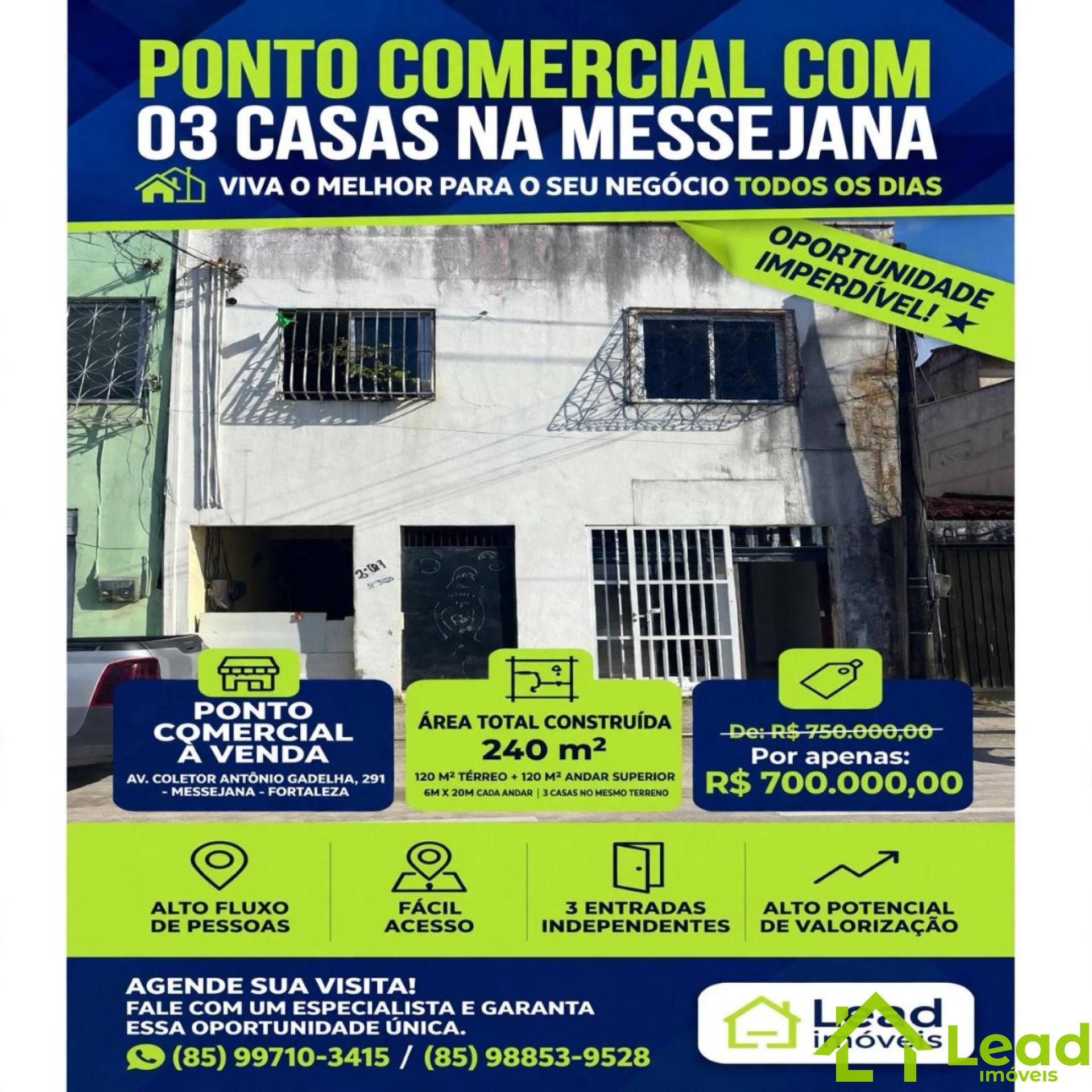 Ponto Comercial à Venda com 03 Casas na Messejana – Fortaleza/CE