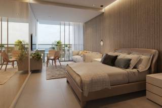 Carneiros Residence Resort, apartamento de 1 quarto com banheiro, sala de jantar, cozinha, varanda