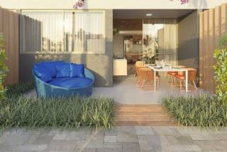 Carneiros Residence Resort, apartamento de 1 quarto com banheiro, sala de jantar, cozinha, varanda