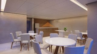 Edifício Domus Augusto Lins e Silva, 21 a 31m², fechaduras eletrônicas, piso em porcelanato, a 5 minutos a pé da praia