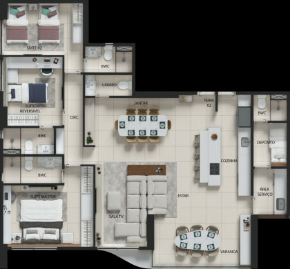 Apartamento à venda no Edifício Alameda Jardins, 132m, 4 quartos, 2 suítes, 1 banheiro social, 2 vagas de garagem