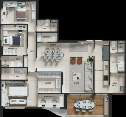 Apartamento à venda no Edifício Alameda Jardins, 132m, 4 quartos, 2 suítes, 1 banheiro social, 2 vagas de garagem