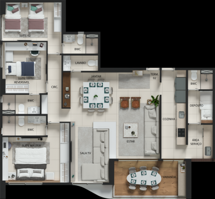 Apartamento à venda no Edifício Alameda Jardins, 132m, 4 quartos, 2 suítes, 1 banheiro social, 2 vagas de garagem