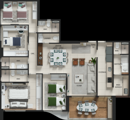 Apartamento à venda no Edifício Alameda Jardins, 132m, 4 quartos, 2 suítes, 1 banheiro social, 2 vagas de garagem