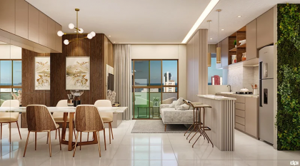 Apartamento à venda no Edifício Aurora Ville Residence, 58,88m², 2 quartos, 1 suíte, varanda, área de serviço, 1 vaga de garagem.