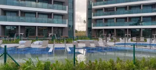 Flat a venda no Cupê,32m, condomínio estilo resort, novo, porcelanato, padrão Moura Dubeux,