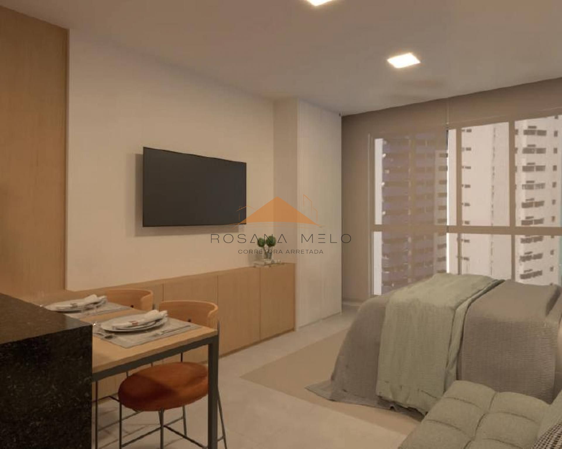 Edf. Domus Professor Mário Pessoa, studios de 27,66 a 30,88m², próximo ao mar e ao Parque Dona Lindu