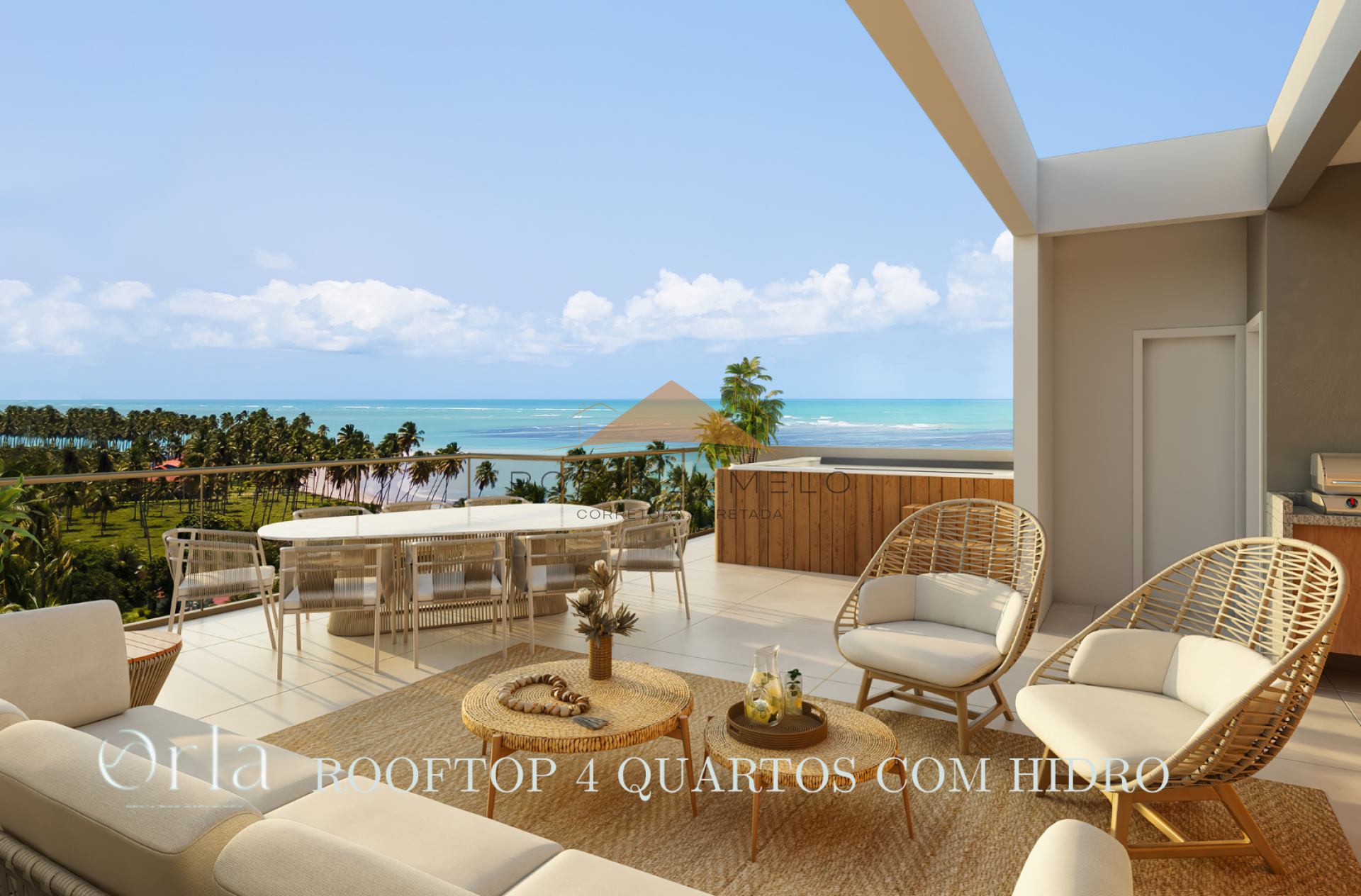 Apartamento 3 Quartos Rooftop com Hidromassagem no Orla Resort na Praia dos Carneiros – 116m² | brinde o pôr do sol na sua hidromassagem particular