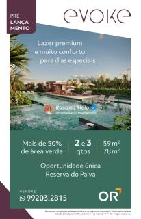 Edifício Evoke,  com 2 e 3 quartos , com metragens exclusivas e o primeiro com Rooftop, para venda , na Reserva do Paiva.