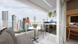Studio com varanda, 28,48m², piscina com borda infinita, Sollaro Studio Design, Boa Viagem