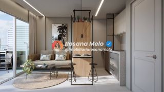 Studio com varanda, 28,48m², piscina com borda infinita, Sollaro Studio Design, Boa Viagem