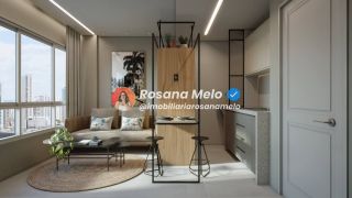 Studio com varanda, 28,48m², piscina com borda infinita, Sollaro Studio Design, Boa Viagem