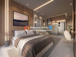 Studio com varanda, 28,48m², piscina com borda infinita, Sollaro Studio Design, Boa Viagem