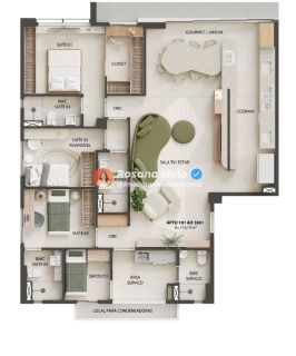 Apartamento 4 quartos (até 3 suítes), 116,13m², gourmet integrado, Edf. D'Azur, Boa Viagem