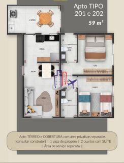 Apartamento Com área Privativa com 02 quartos 01 suíte no bairro São Joaquim em Contagem