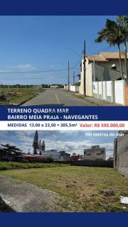 TERRENO QUADRA MAR NO BAIRRO MEIA PRAIA-NAVEGANTES