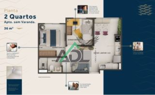 Apartamentos 2 quartos e Piscina no condomínio Bandeirantes no campo de aviação Maranguape Paulista