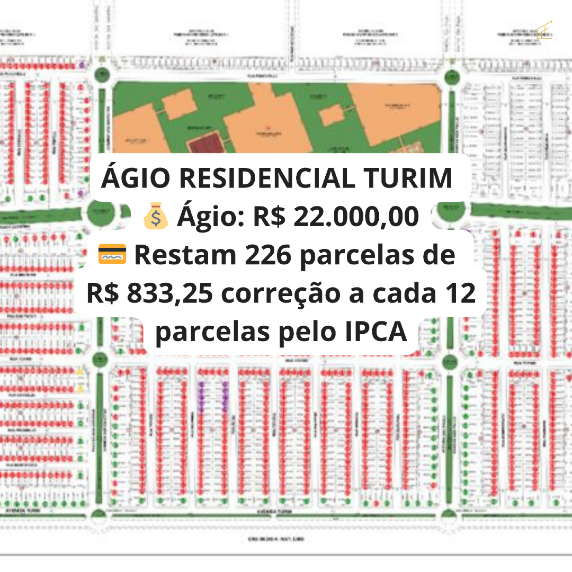 ÁGIO DE TERRENO RESIDENCIAL TURIM