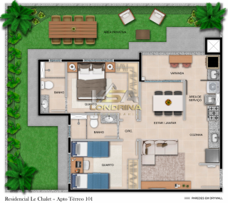 LE CHALET - Apartamento de 2 dormitórios oferece uma suíte