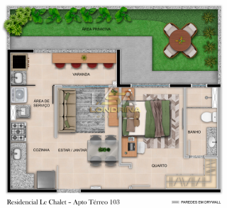 LE CHALET - Apartamento de 2 dormitórios oferece uma suíte