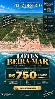 Lotes de 200 m² a 400 m² em Loteamento Fechado com Lazer Completo | Vista Mar — Feliz Deserto/AL | Parcelas a Partir de R$ 483,00