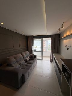 Lindo apartamento de 2 quartos com sacada gourmet e vista para o mar no Estreito