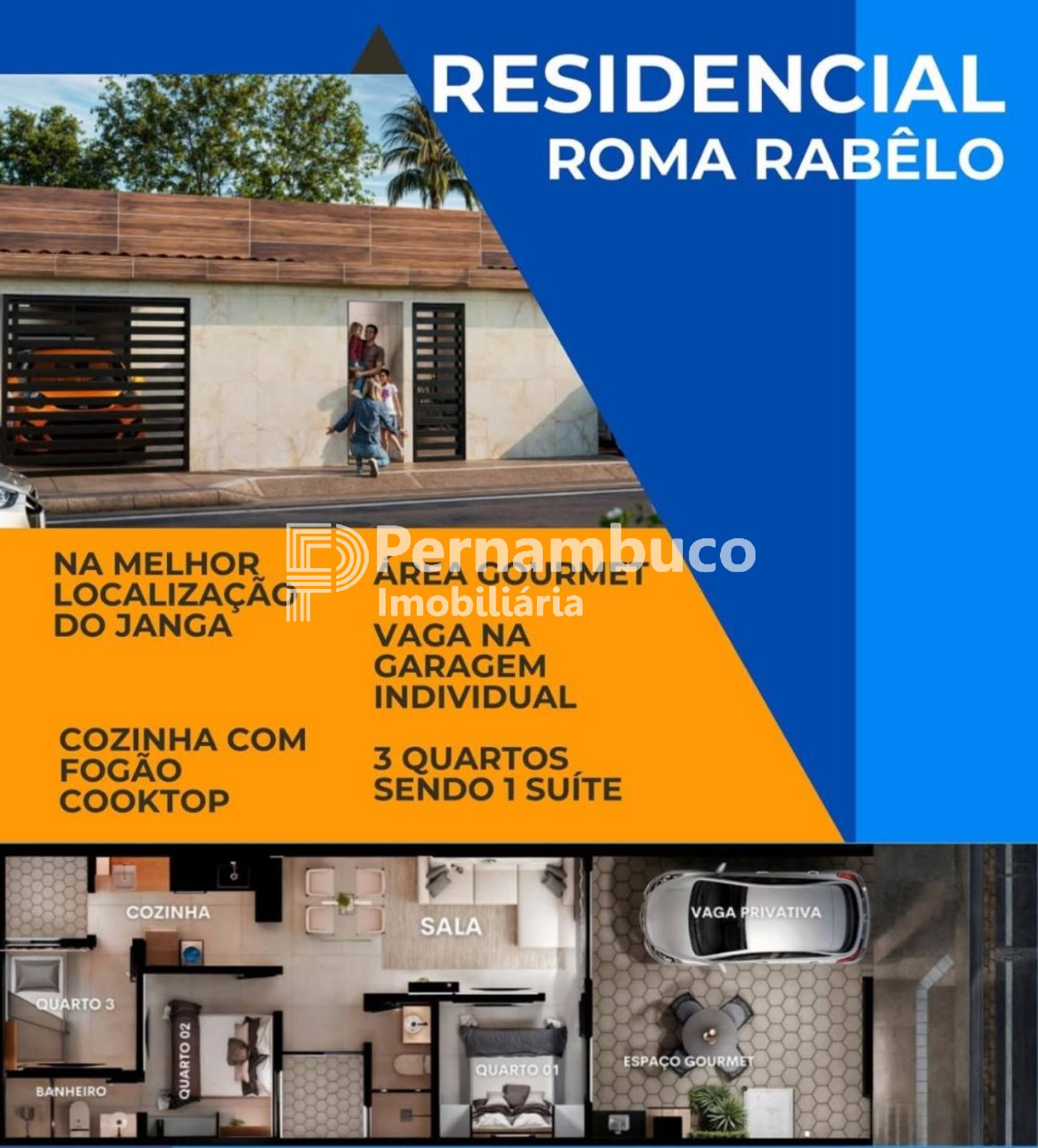 Casa Para Vender com 3 quartos 1 suítes: Residencial Roma no bairro Janga em Paulista