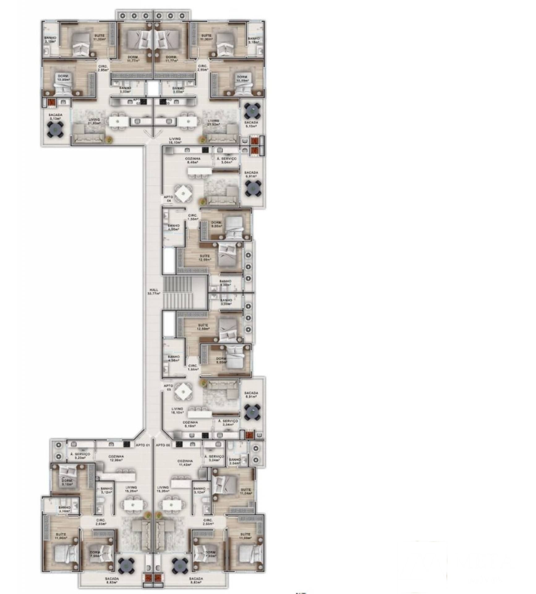 Apartamento de 3 Quartos e 1 suite - PALACE RESIDENCE -  PRAIA DE CIMA
