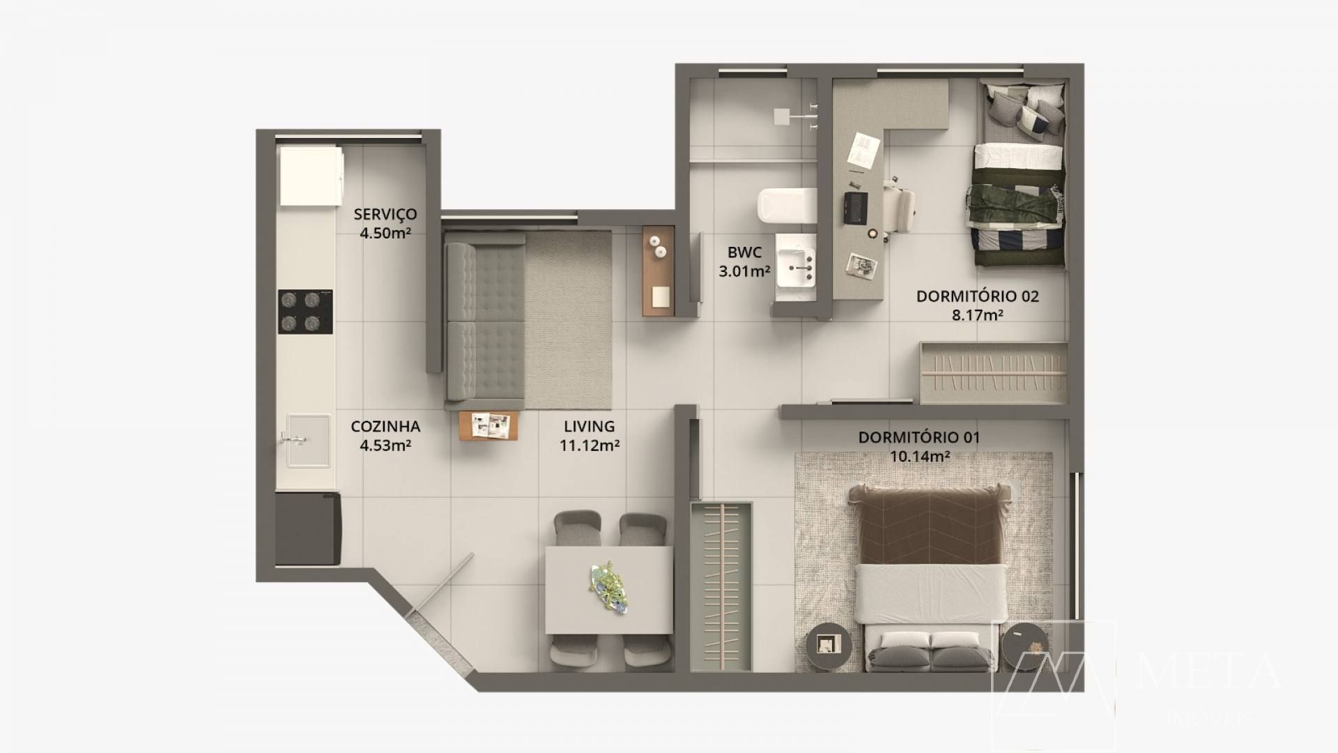 Apartamento de 2 dormitórios na Guarda do Cubatão - Palhoça