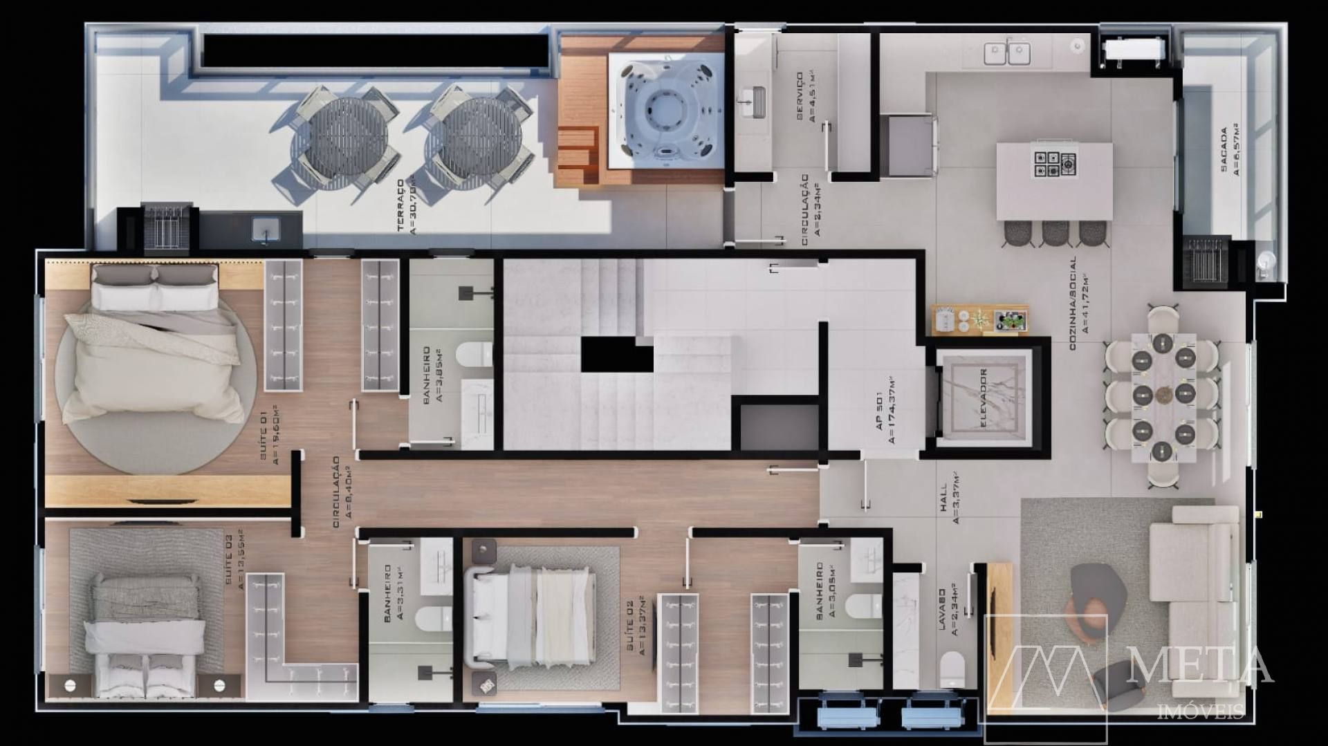 Apartamento de 3 dormitórios, com suíte, no Centro da Palhoça