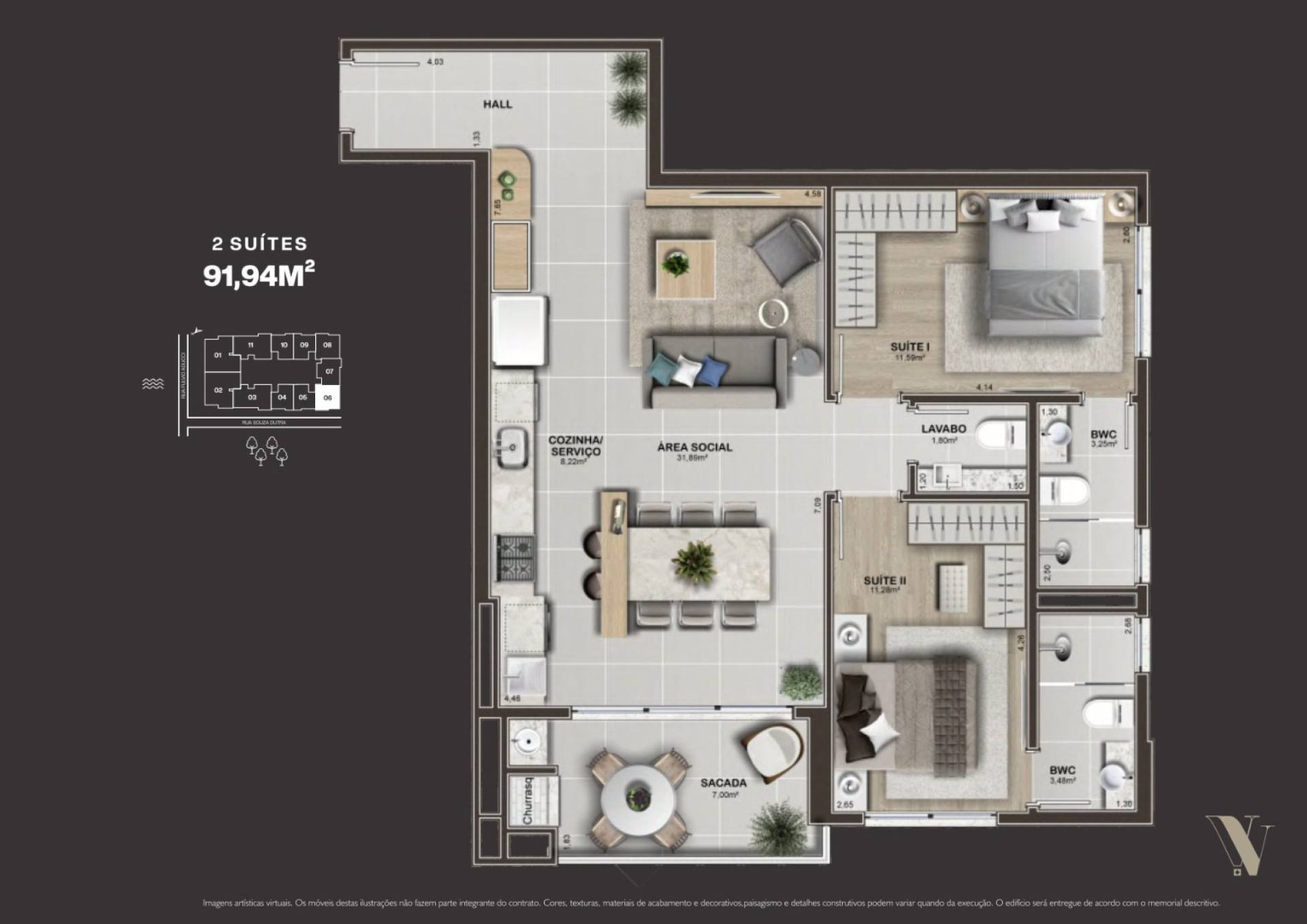 Lançamento de 2 Suítes + Lavabo no Estreito – Villa Vauban – Florianópolis/SC