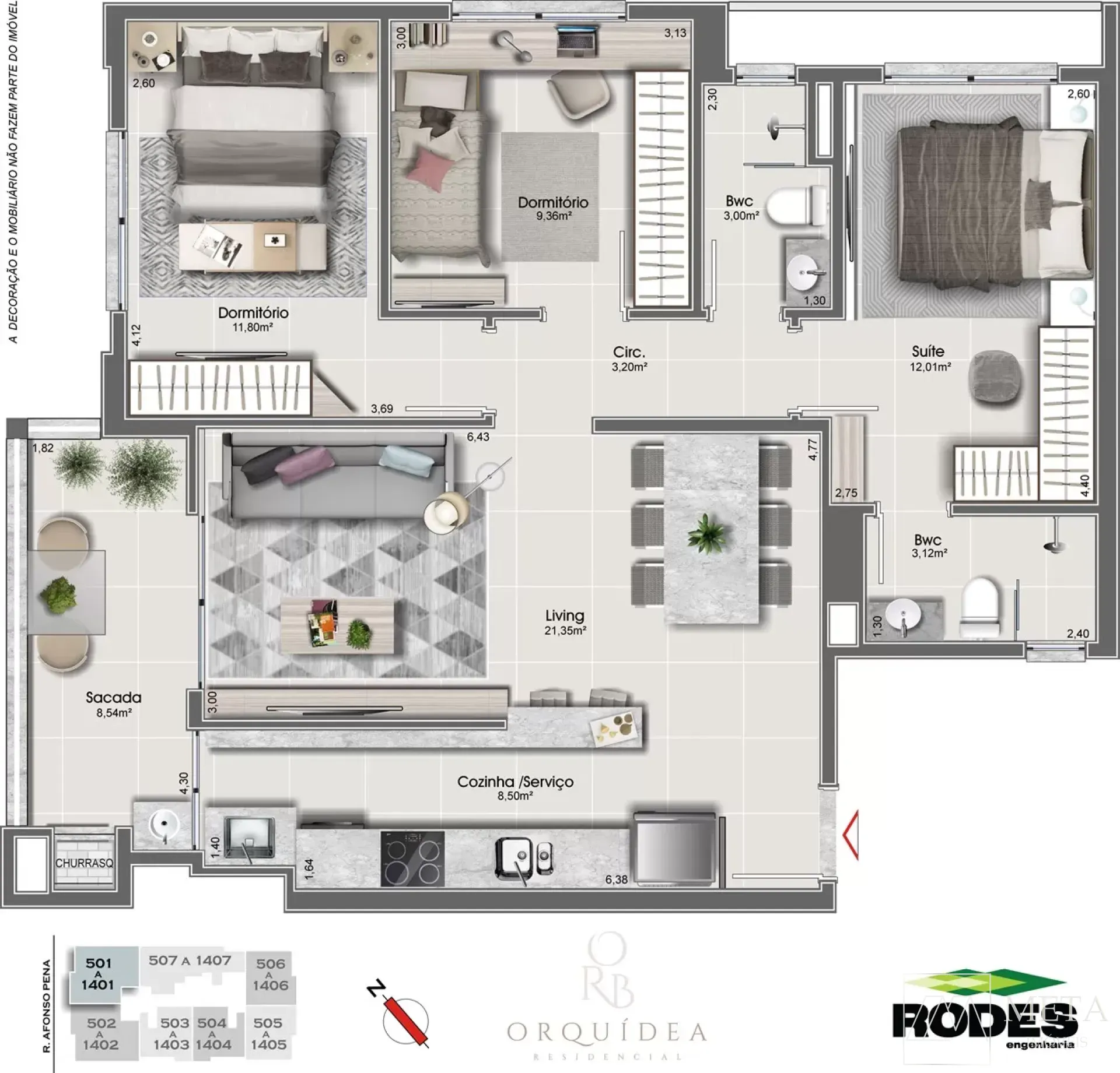 Apartamento de 3 Dormitórios (1 Suíte) no Estreito - ORQUÍDEA & ROSA BRANCA - Florianópolis/SC