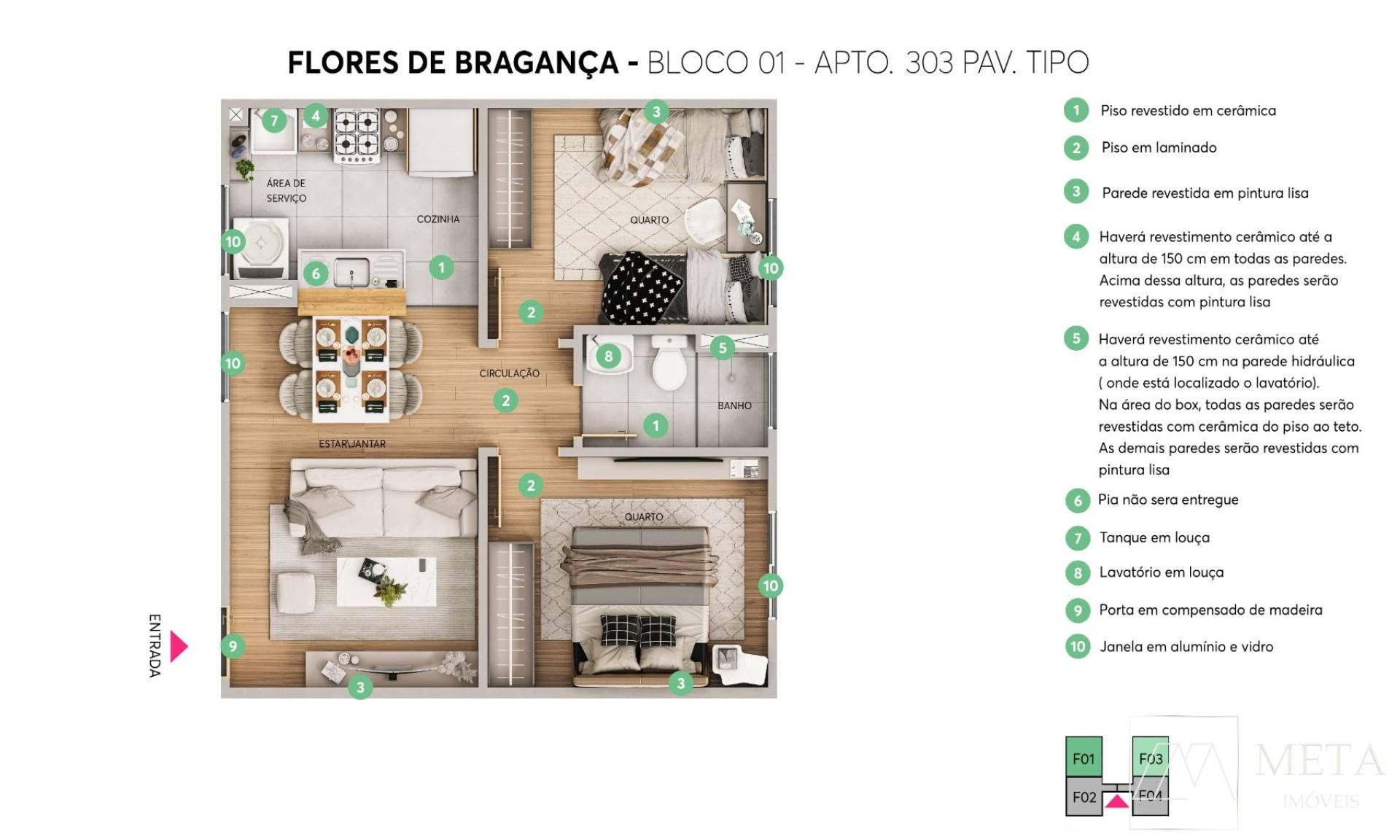 Apartamento 2 dormitórios em Forquilhas - FLORES DE BRAGANÇA - São José/SC