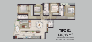 APARTAMENTO COM 4 QUARTOS ANDAR ALTO PARA VENDA EM ITAPEMA CENTRO