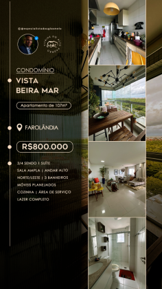 Vista beira mar / leste / 107 metros ..