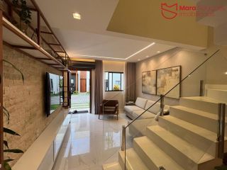 Belíssima casa duplex, nova (2 anos de construção), nascente, com 155 m², localizada em condomínio fechado, na melhor região de Vilas do Atlântico / Lauro de Freitas.