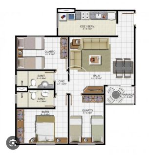 Apartamento no Parque das Fontes Club Residence, no Bairro Jabotiana