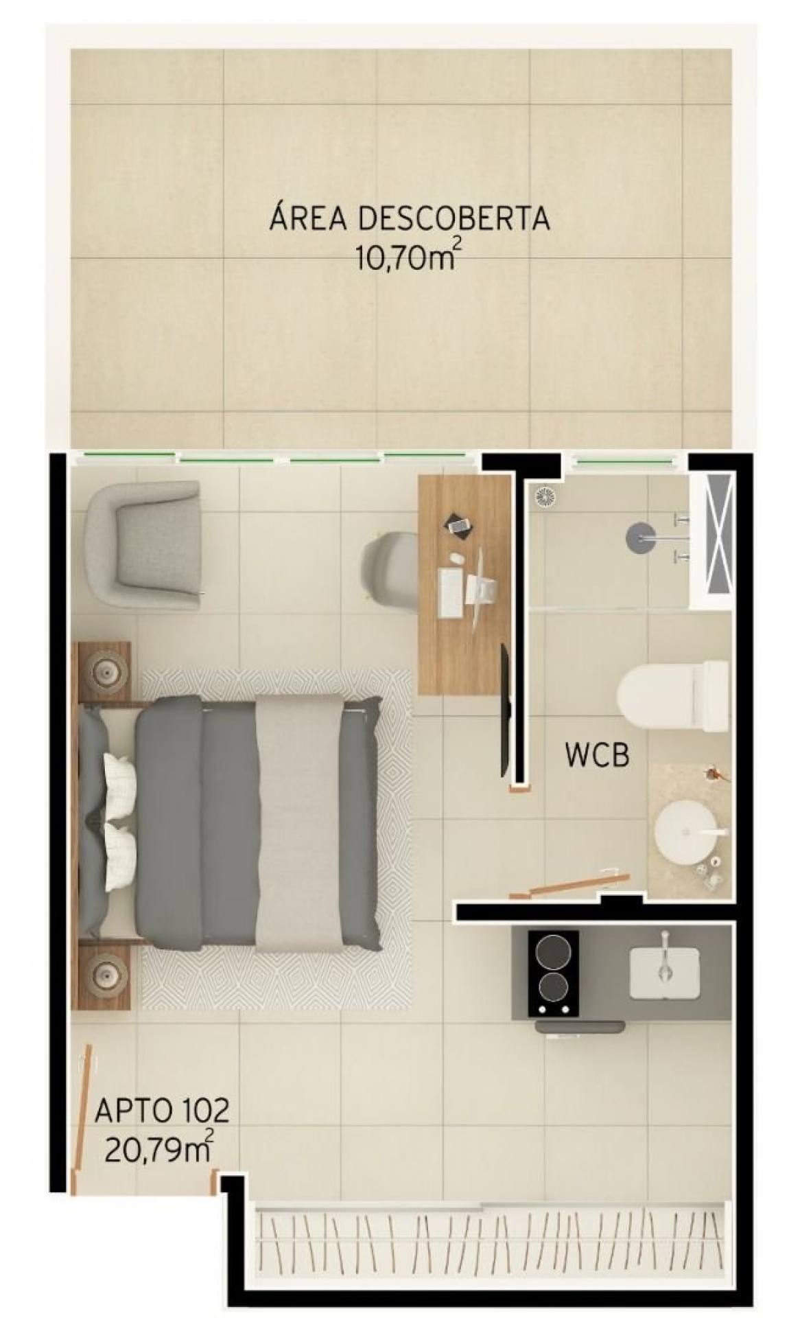 Flats Studio a beira-mar da Praia de Intermares