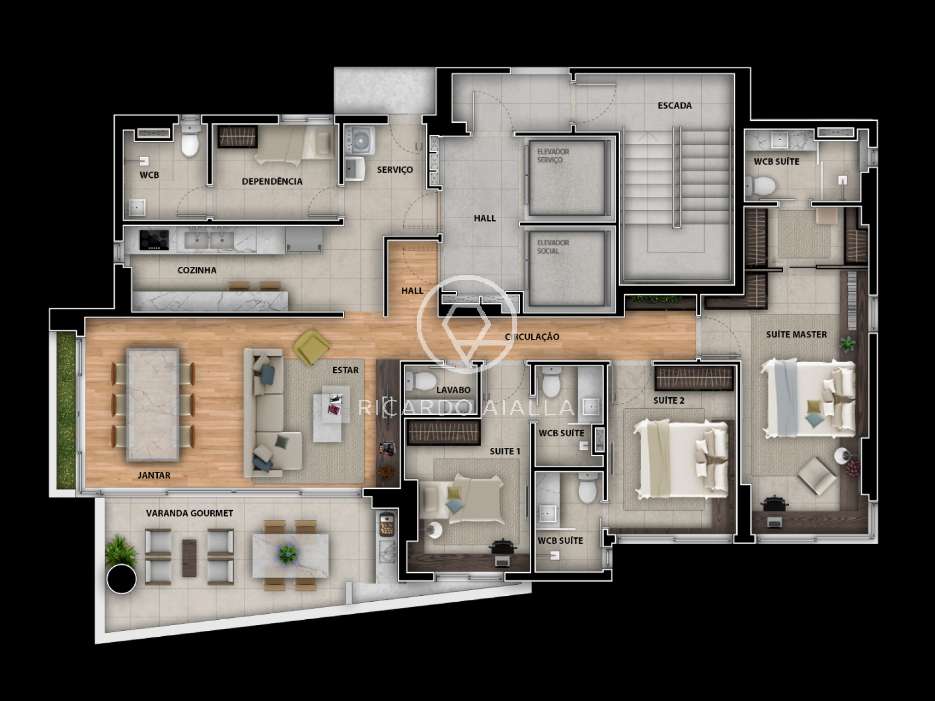 Apartamento 1 por andar em Tambaú