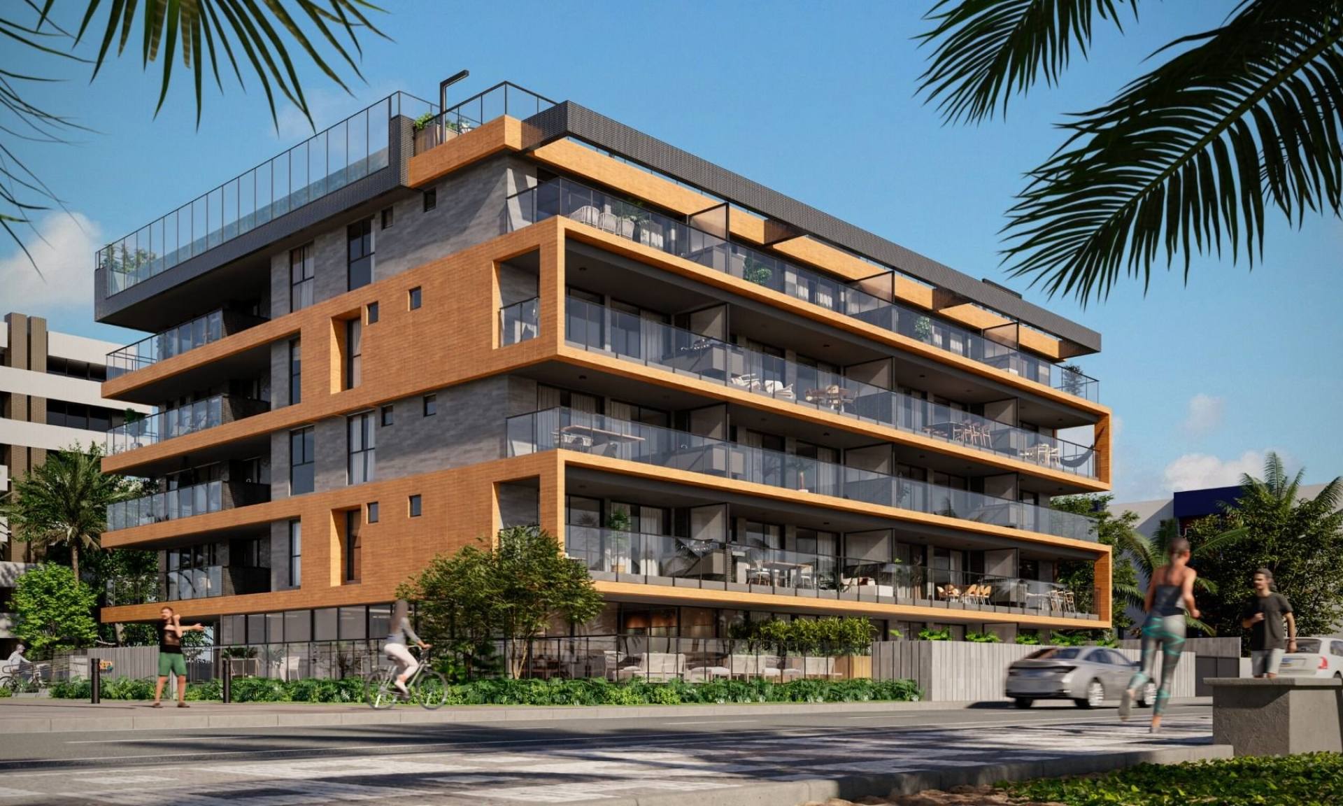 Apartamentos térreo com área privativa na beira mar da Praia de Intermares