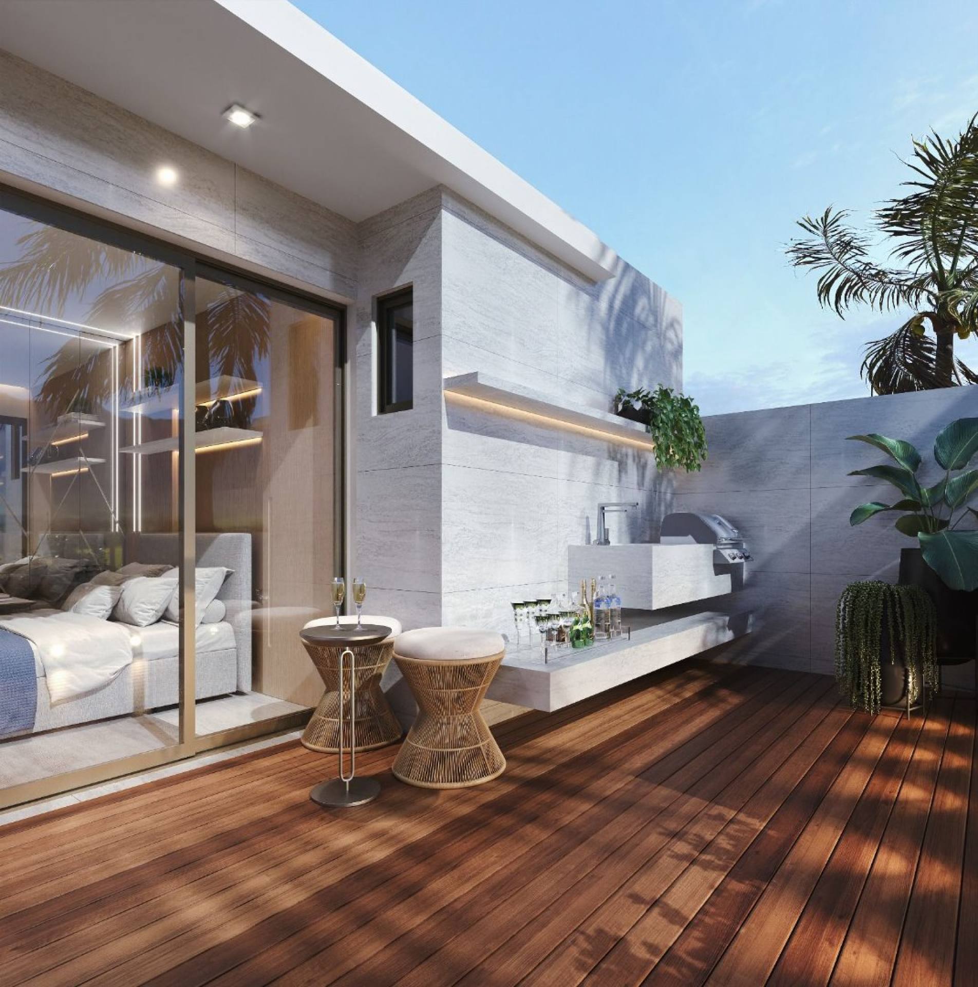 Flat a 100 metros da praia, com área externa, no Jardim Oceania