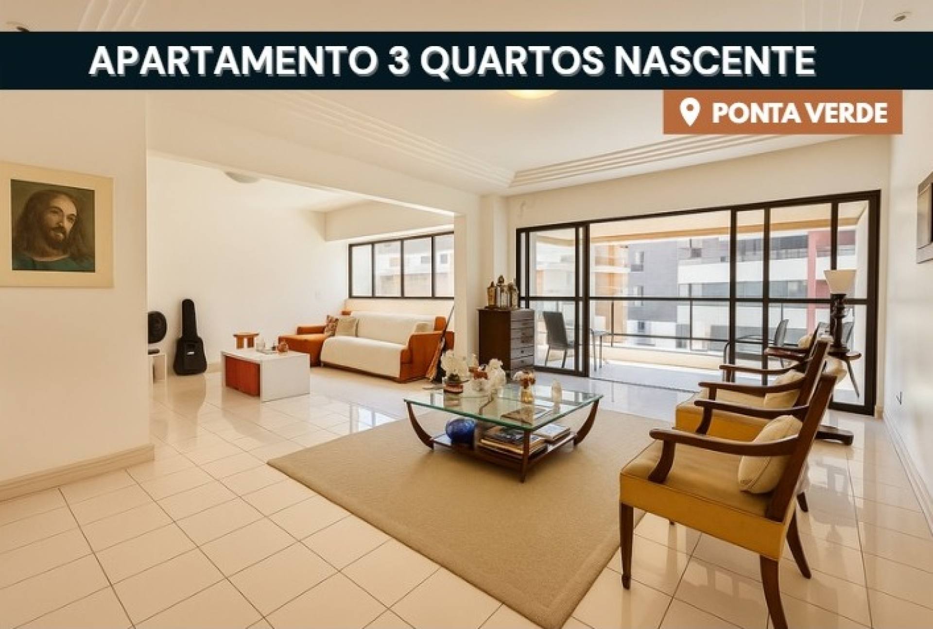 Apartamento 3 quartos, nascente na Ponta Verde