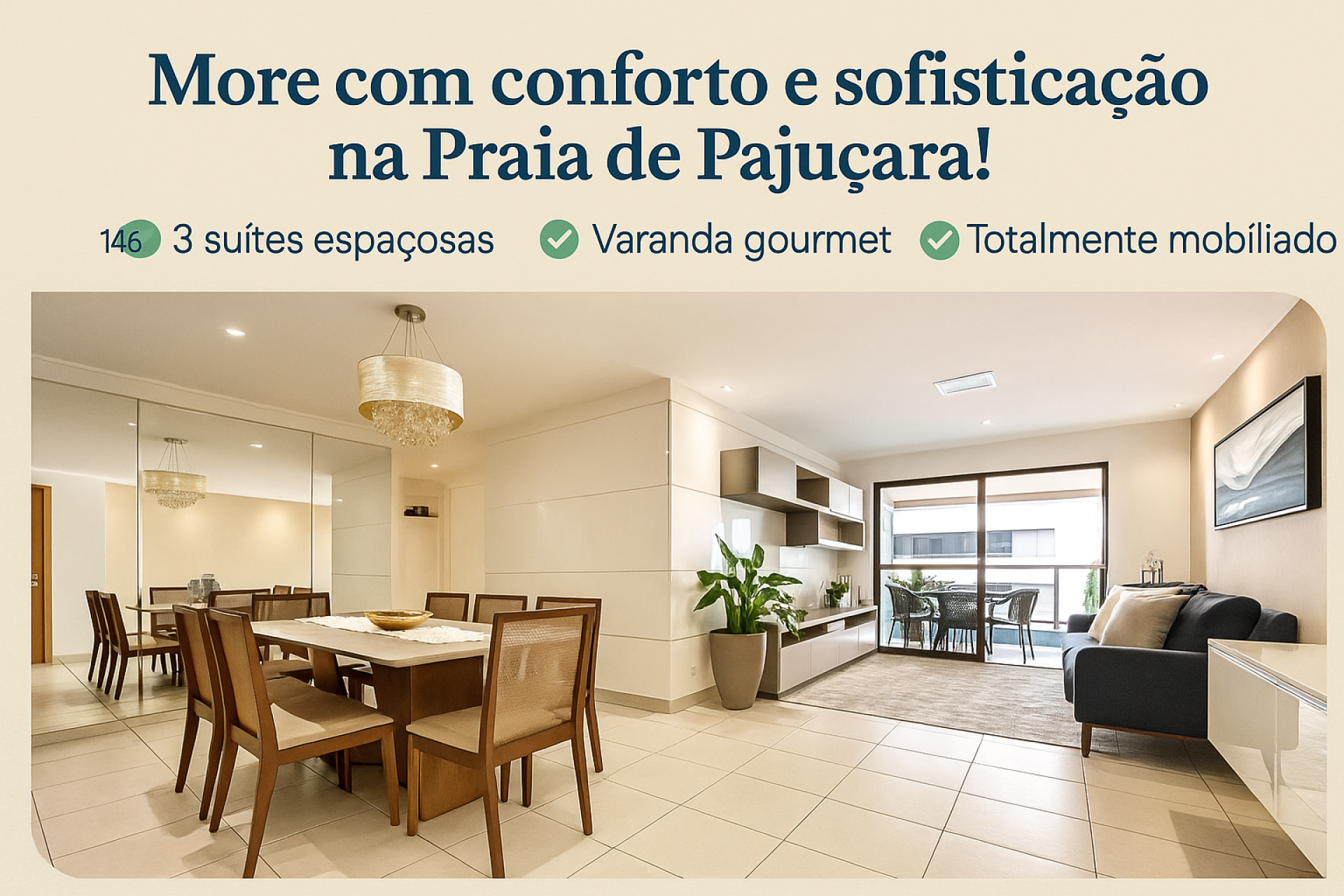 3 Suites mobiliado na Pajuçara