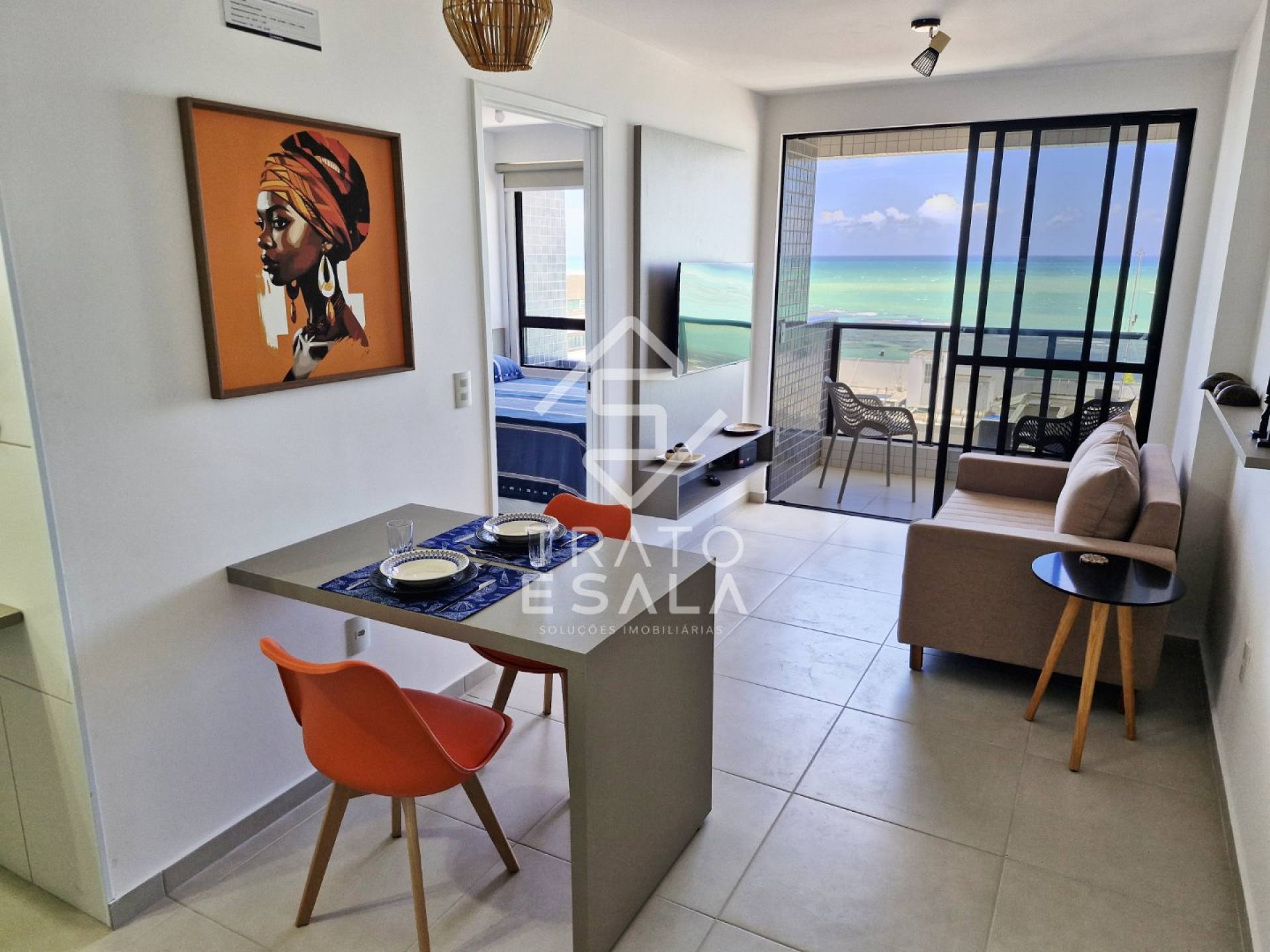 Quarto e sala, vista magnífica, orla da Ponta Verde, c/ área de lazer