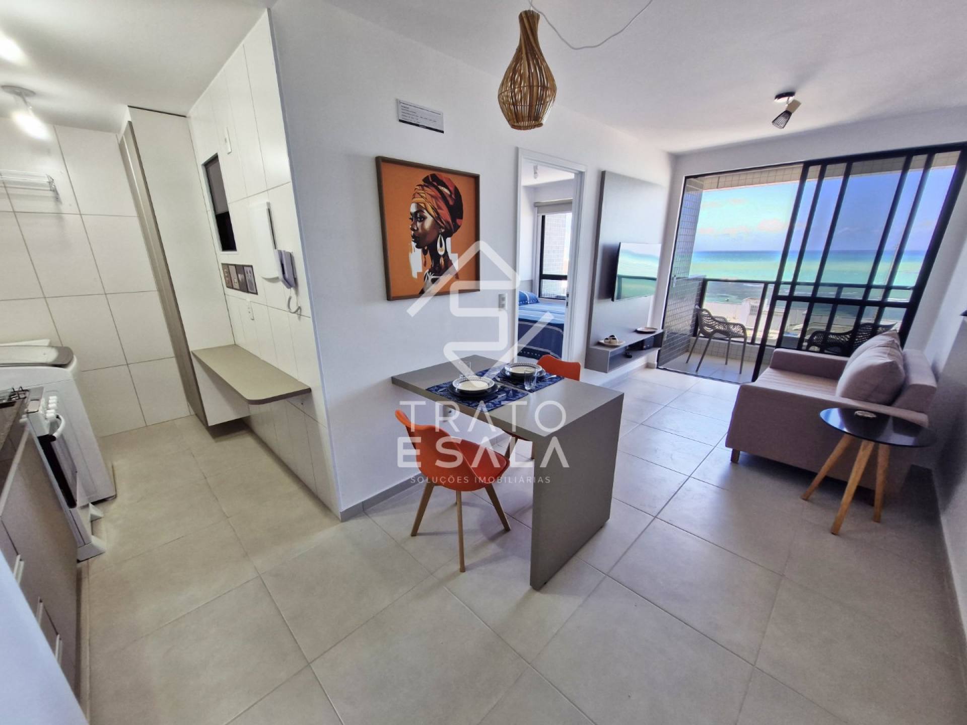 Quarto e sala, vista magnífica, orla da Ponta Verde, c/ área de lazer