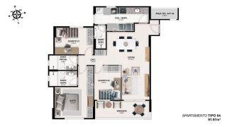 Apartamento à venda no CONDOMÍNIO ADAUTO NICOLAU DE OLIVEIRA - Bairro Grageru | 2 Suítes e 2 varandas